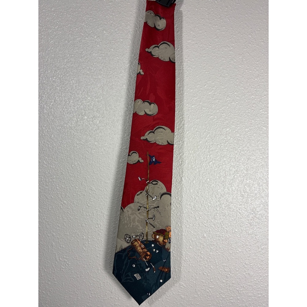 Gary Patterson Mens Golf Novelty Tie Red 18th Hole Humor